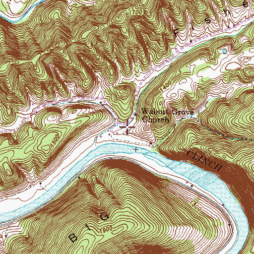 Topographic Map of Fisher Valley, TN