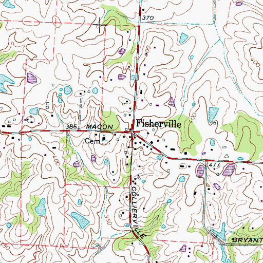 Topographic Map of Fisherville, TN