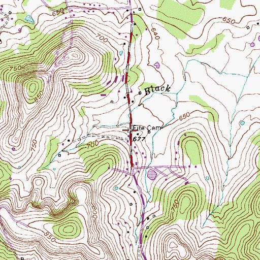 Topographic Map of Fite Cemetery, TN