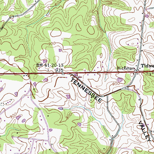 Topographic Map of Five Point Church, TN