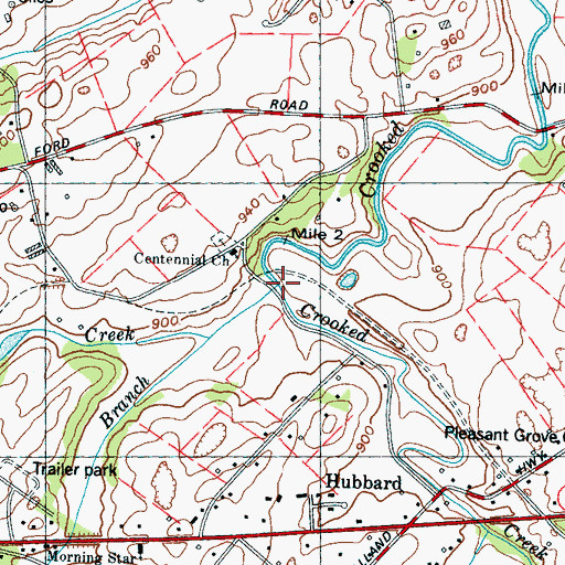 Topographic Map of Flag Branch, TN