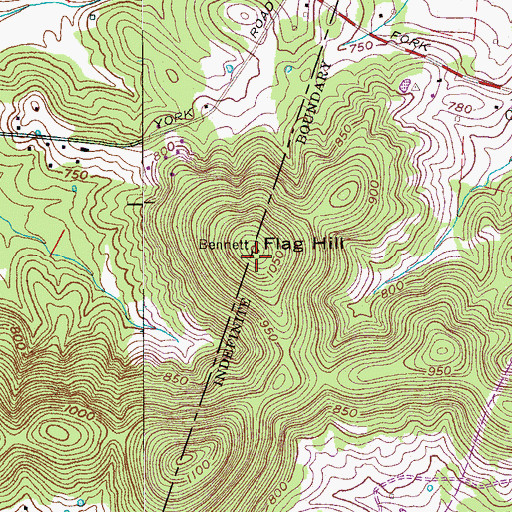 Topographic Map of Flag Hill, TN