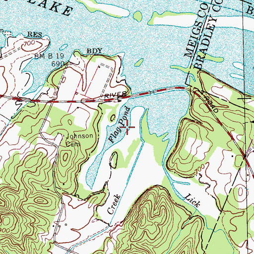 Topographic Map of Flag Pond, TN