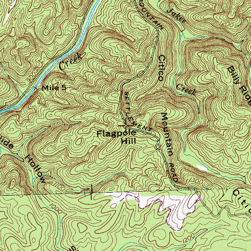 Topographic Map of Flagpole Hill, TN