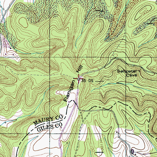 Topographic Map of Flanigan Hill, TN