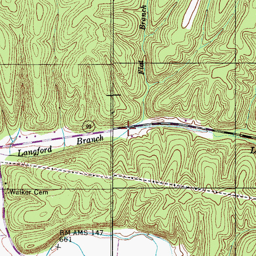 Topographic Map of Flat Branch, TN