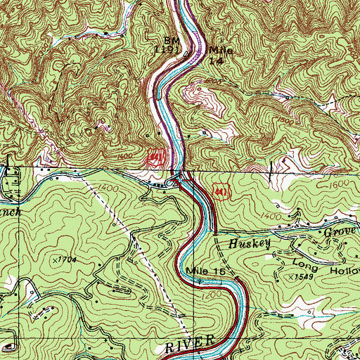 Topographic Map of Flat Branch, TN