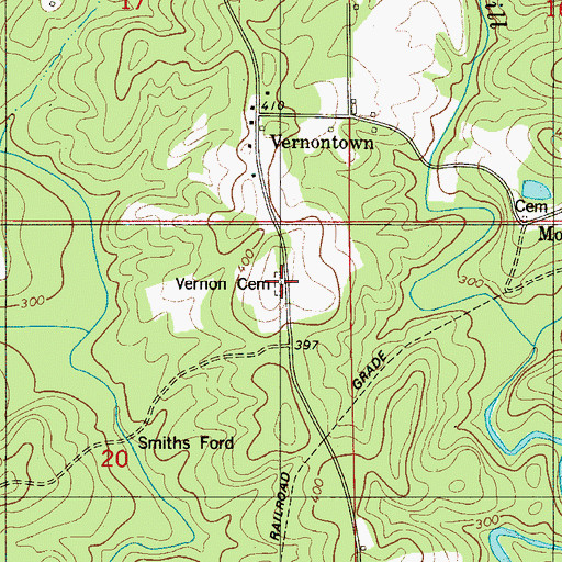 Topographic Map of Vernon Cemetery, AL