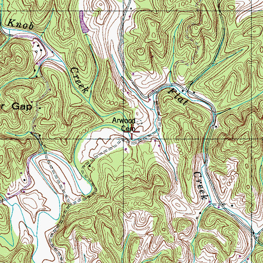 Topographic Map of Flat Creek, TN