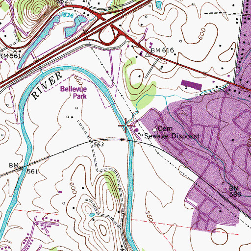 Topographic Map of Flat Creek, TN