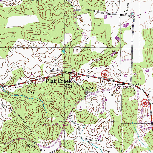 Topographic Map of Flat Creek Church, TN