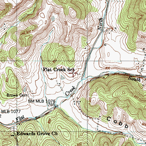 Topographic Map of Flat Creek School, TN