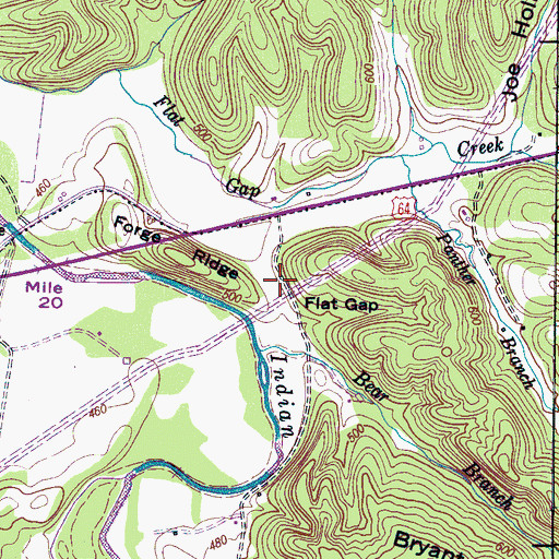 Topographic Map of Flat Gap, TN