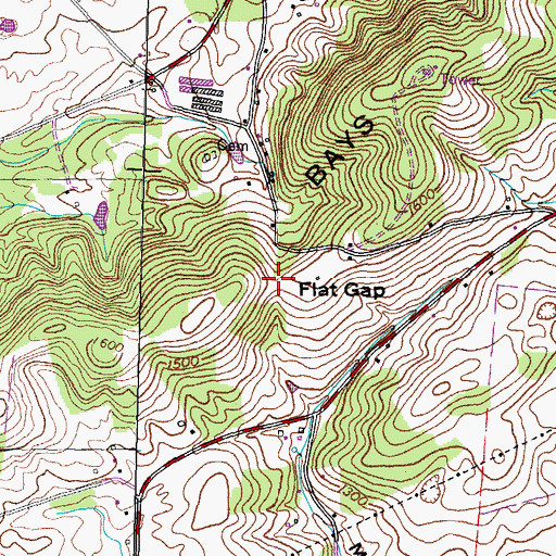 Topographic Map of Flat Gap, TN