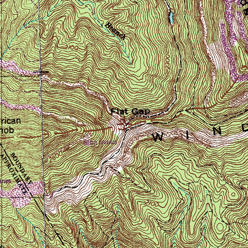 Topographic Map of Flat Gap, TN