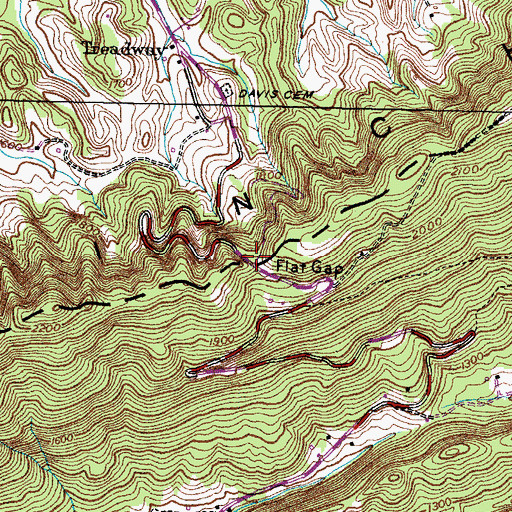Topographic Map of Flat Gap, TN