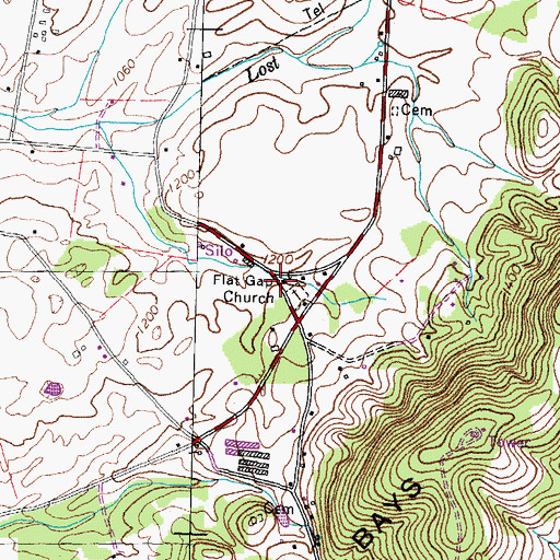 Topographic Map of Flat Gap Church, TN