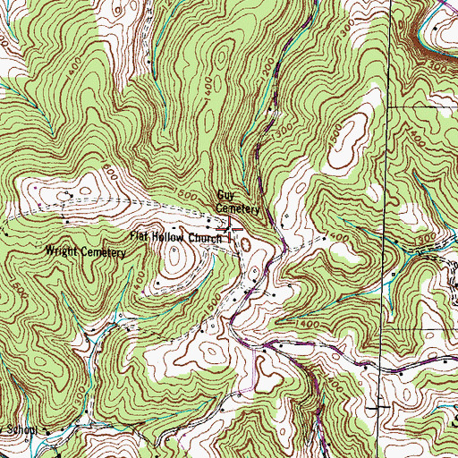 Topographic Map of Flat Hollow Church, TN