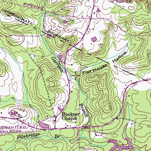 Topographic Map of Flat House Hollow, TN