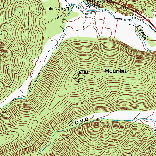 Topographic Map of Flat Mountain, TN
