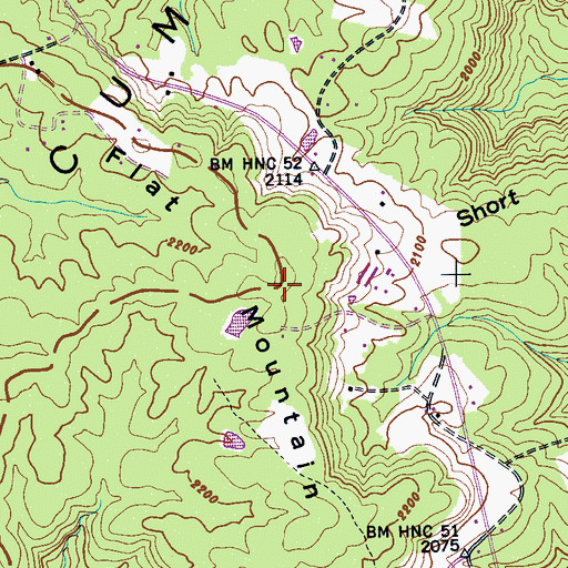 Topographic Map of Flat Mountain, TN