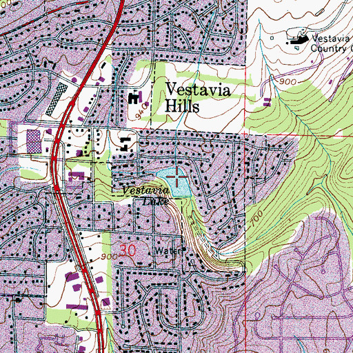 Topographic Map of Vestavia Lake, AL