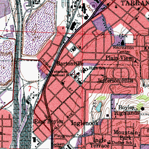 Topographic Map of Veterans Vocational School, AL