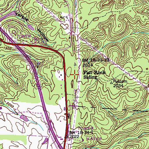 Topographic Map of Flat Rock Siding, TN