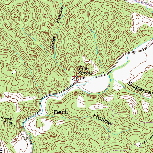 Topographic Map of Flat Spring, TN