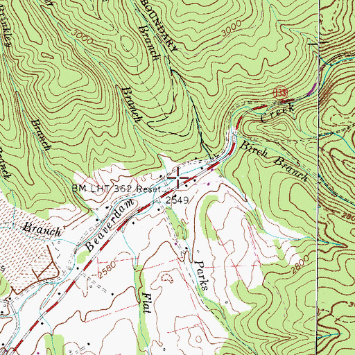 Topographic Map of Flat Spring Branch, TN