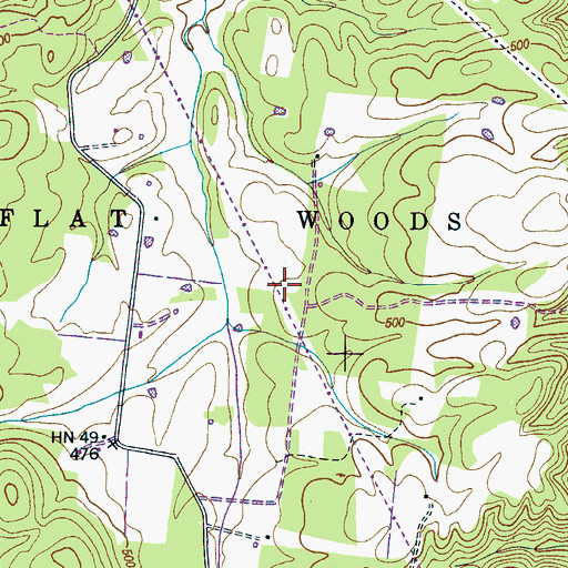 Topographic Map of Flat Woods, TN