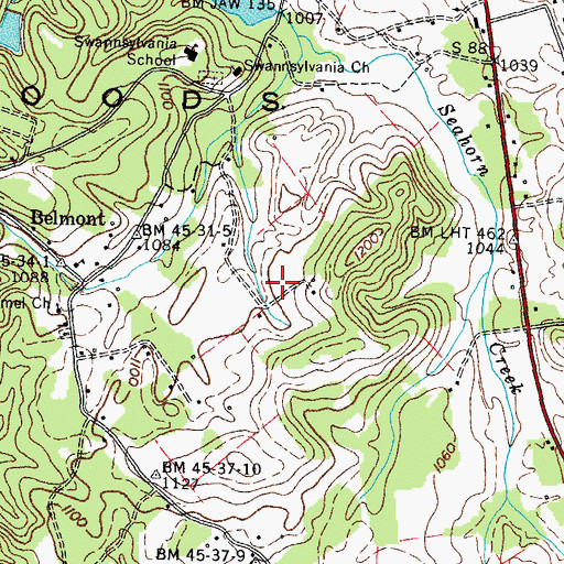 Topographic Map of Flat Woods, TN