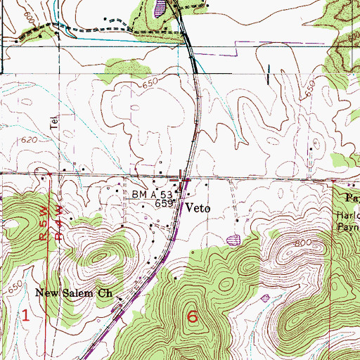 Topographic Map of Veto, AL