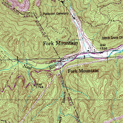 Topographic Map of Flatrock Branch, TN