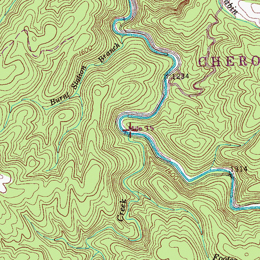 Topographic Map of Flats Creek, TN