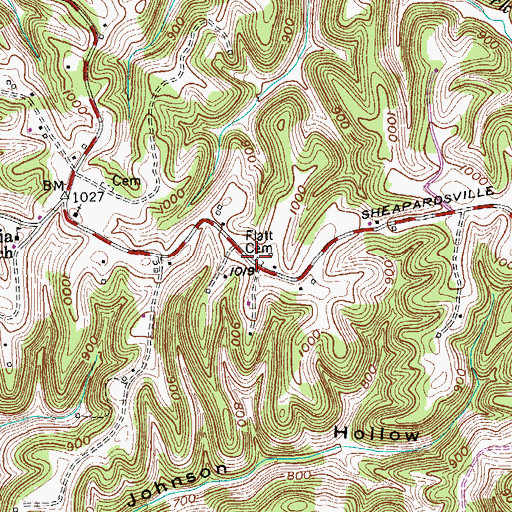 Topographic Map of Flatt Cemetery, TN