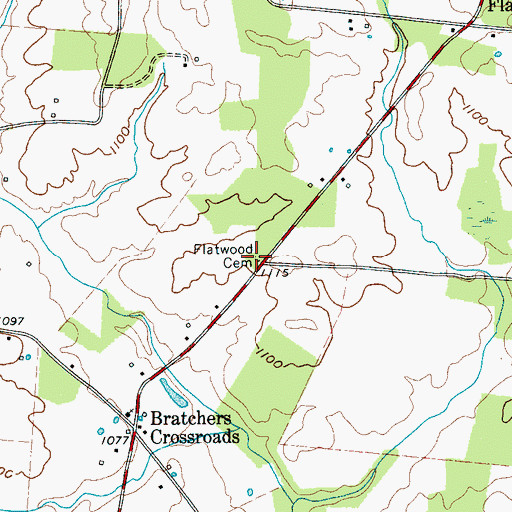 Topographic Map of Flatwood Cemetery, TN