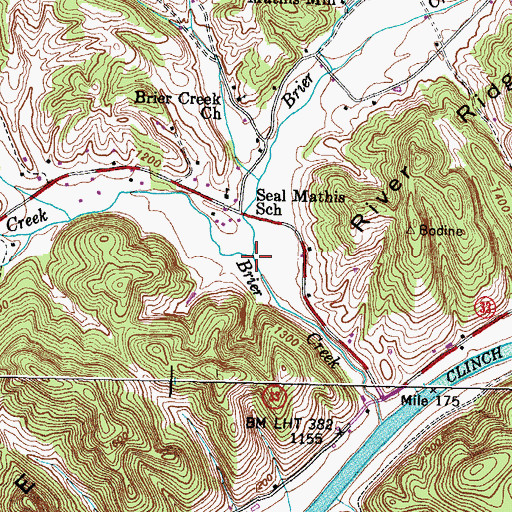 Topographic Map of Flea Creek, TN