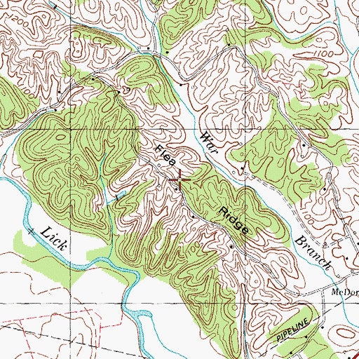 Topographic Map of Flea Ridge, TN