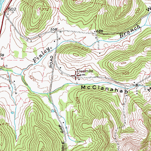 Topographic Map of Fleeman Cemetery, TN