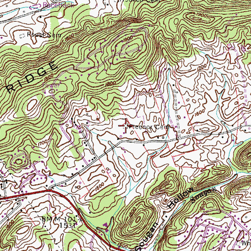 Topographic Map of Fleenor Cemetery, TN