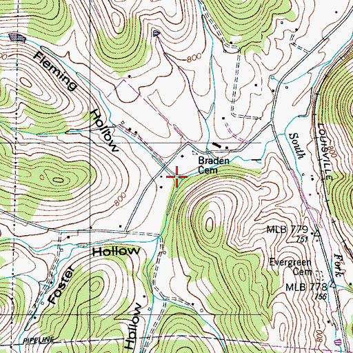 Topographic Map of Fleming Hollow, TN