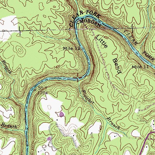 Topographic Map of Fletcher Branch, TN