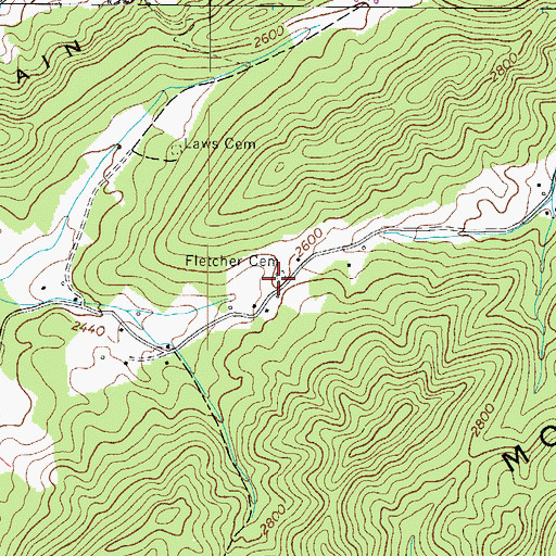 Topographic Map of Fletcher Cemetery, TN