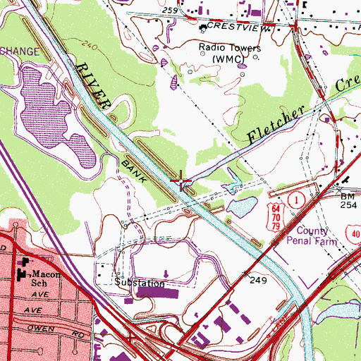 Topographic Map of Fletcher Creek, TN