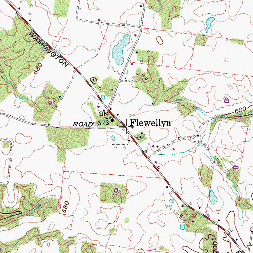 Topographic Map of Flewellyn, TN