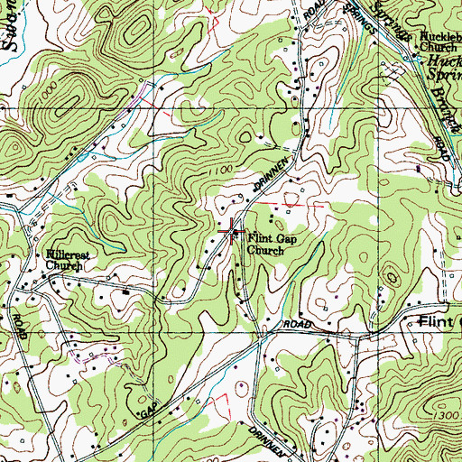 Topographic Map of Flint Gap Church, TN