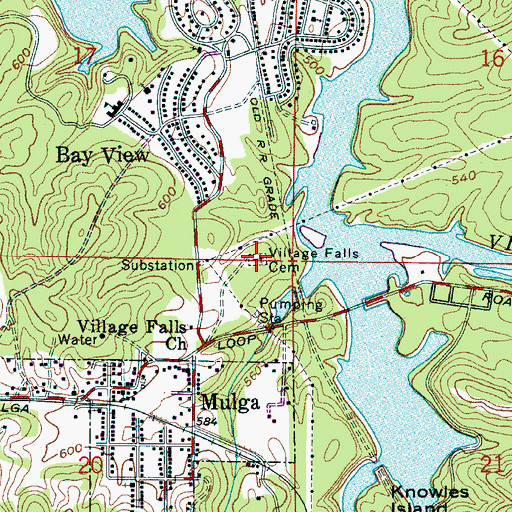 Topographic Map of Village Falls Cemetery, AL