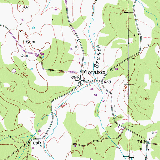 Topographic Map of Floraton, TN