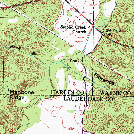 Topographic Map of Florence Hollow, TN